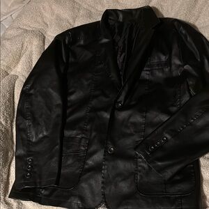 Black Faux Leather Blazer